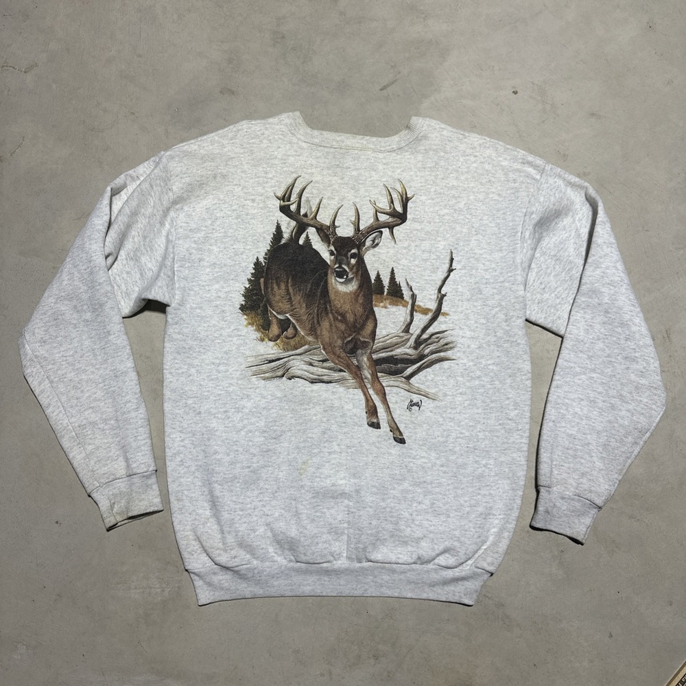 Vintage Lee Sweatshirt Men's XL Whitetail Deer Graphic USA Hunting 90s TSF Origi